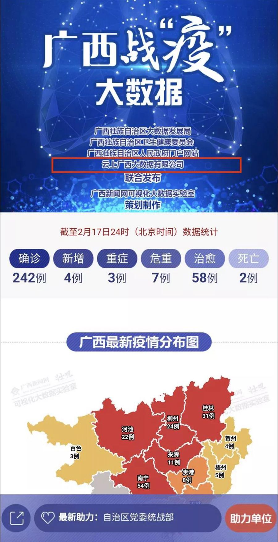 云战疫，，，结合颁布《广西战“疫”大数据》